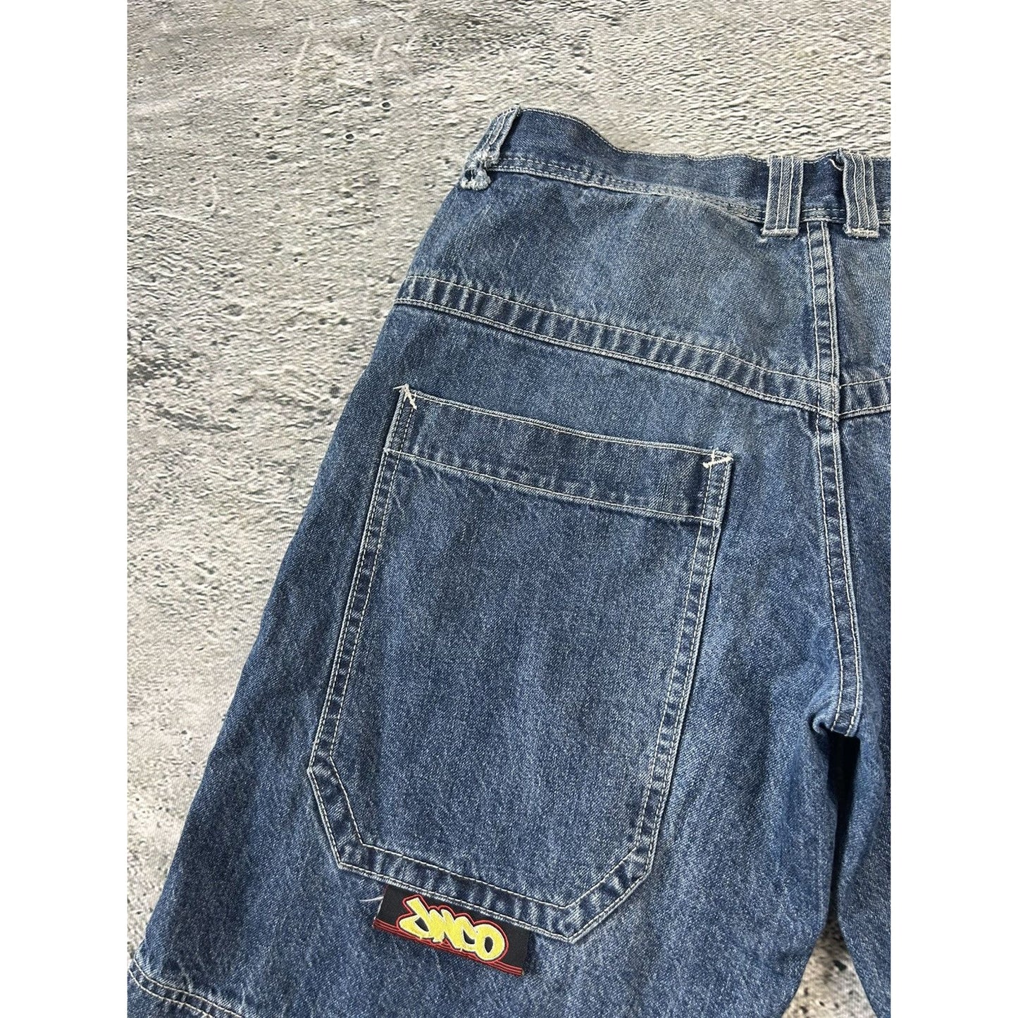 JNCO Jorts Y2K vintage blue denim shorts big logo