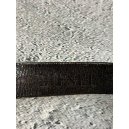 Diesel leather belt big buckle Y2K brown truck 80s vintage