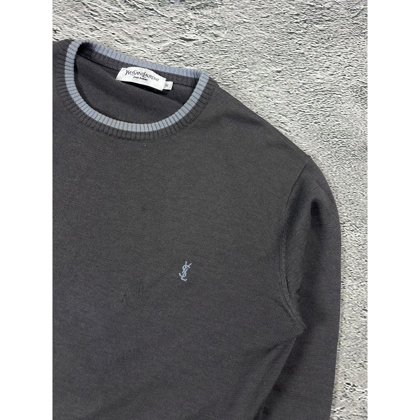 Yves Saint Laurent vintage YSL Gray Blue sweater small