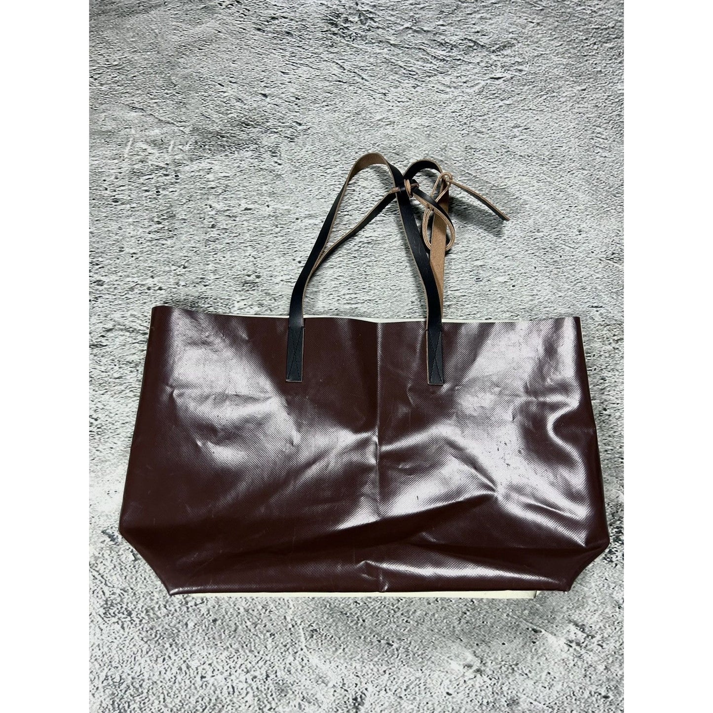 Marni bag with leather handles beige