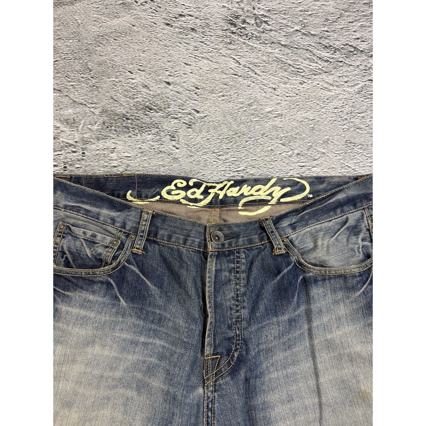 Ed Hardy Christian Audigier vintage jeans big logo pants