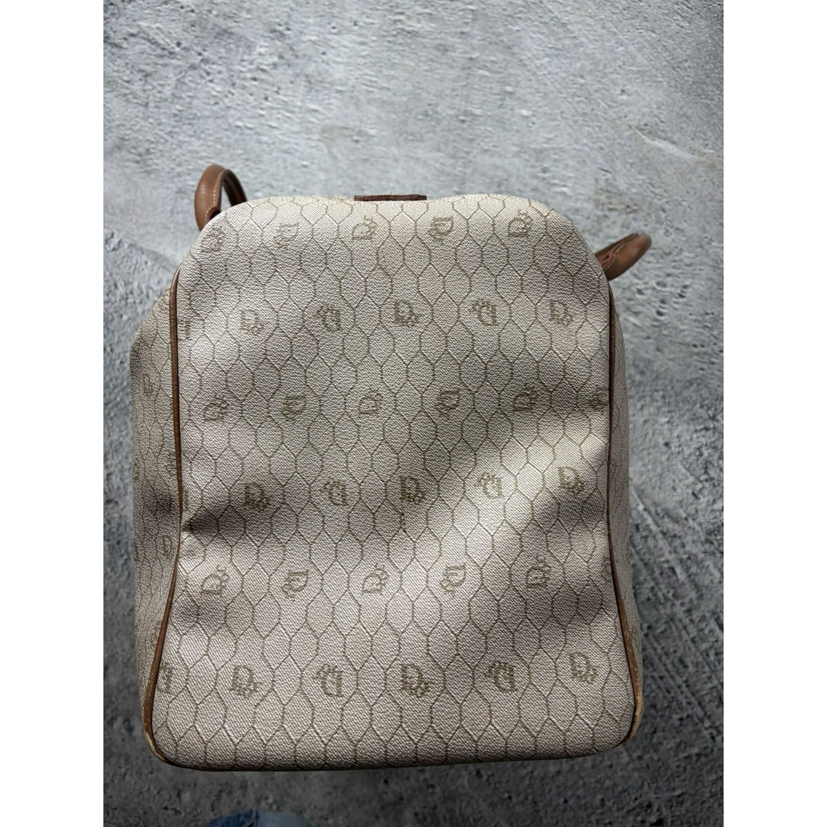 Christian Dior Duffle Bag 80s beige brown honeycomb