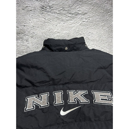 Nike black puffer jacket big logo vintage 90s spell out