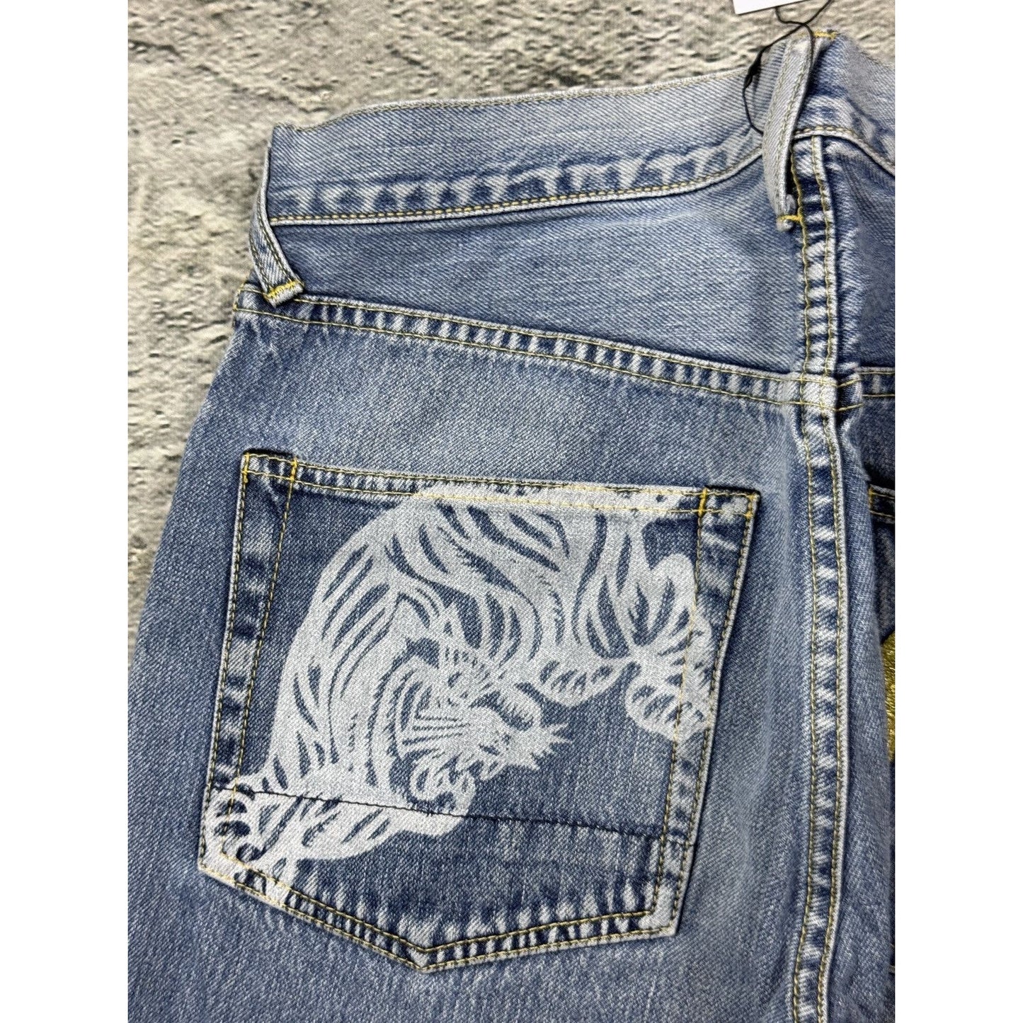 Evisu jeans tiger big logo gold selvedge denim Japan
