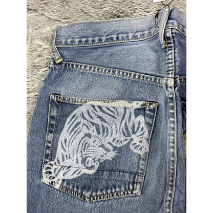 Evisu jeans tiger big logo gold selvedge denim Japan