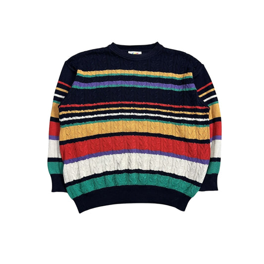 Monello vintage sweater Coogi style cable knit multicolor