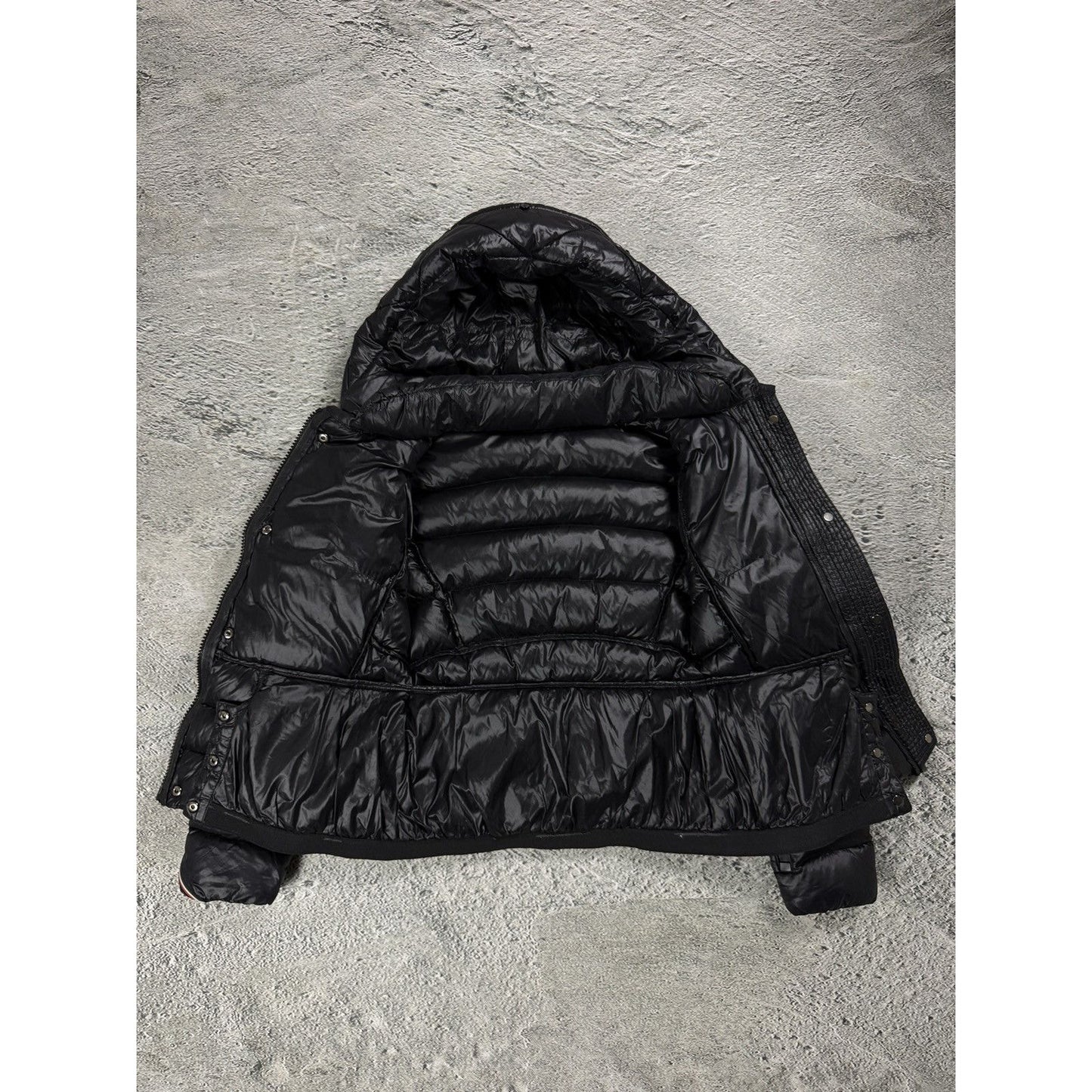 Moncler puffer jacket black hooded sample