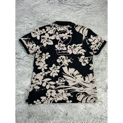 La Martina Polo T-shirt black floral big pony