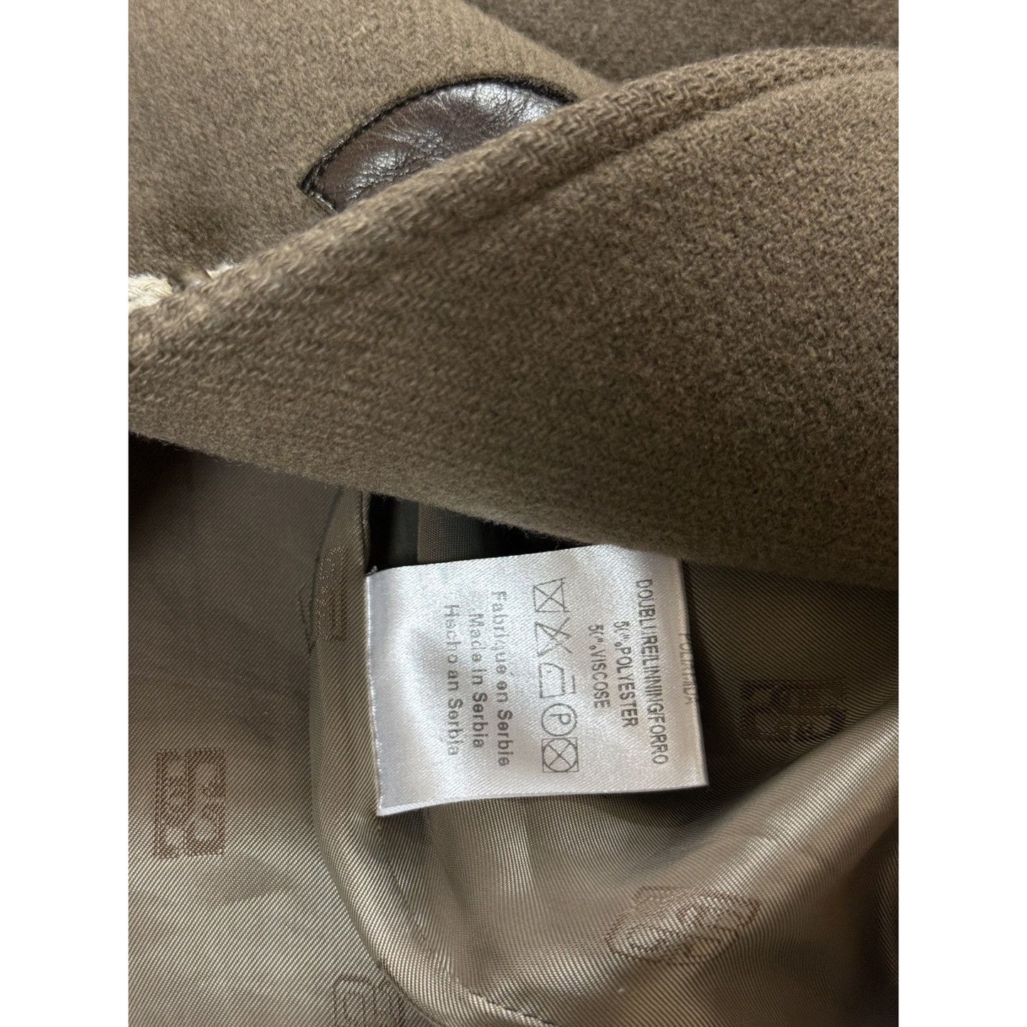 Sandro coat heavy wool khaki green hooded with fur