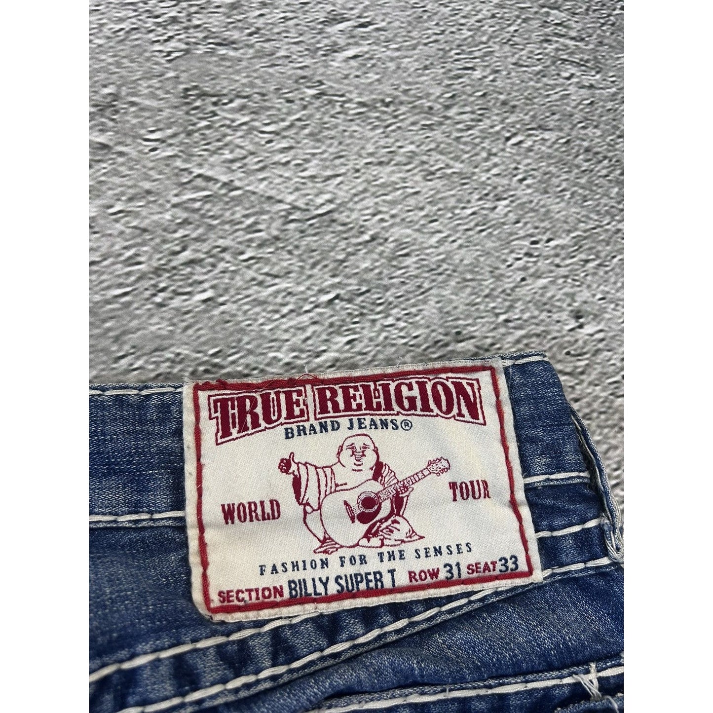 True Religion Blue jeans thick stitching Bobby