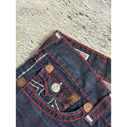 True Religion jeans straight vintage denim pants navy red