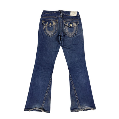 True Religion jeans Flared bootcut navy silver blue painted