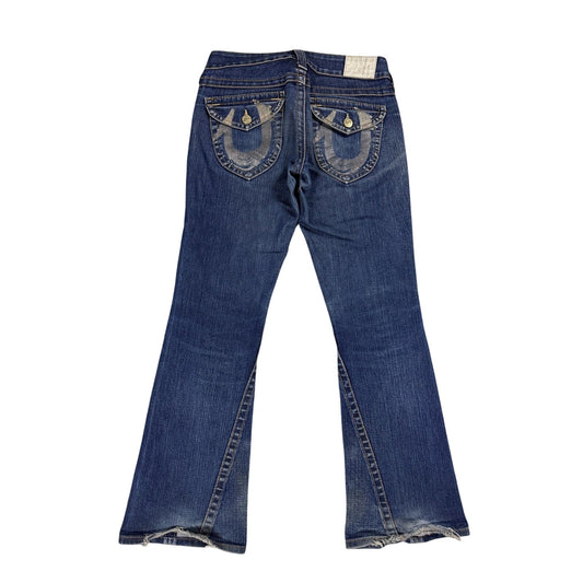 True Religion jeans Flared bootcut navy silver blue painted