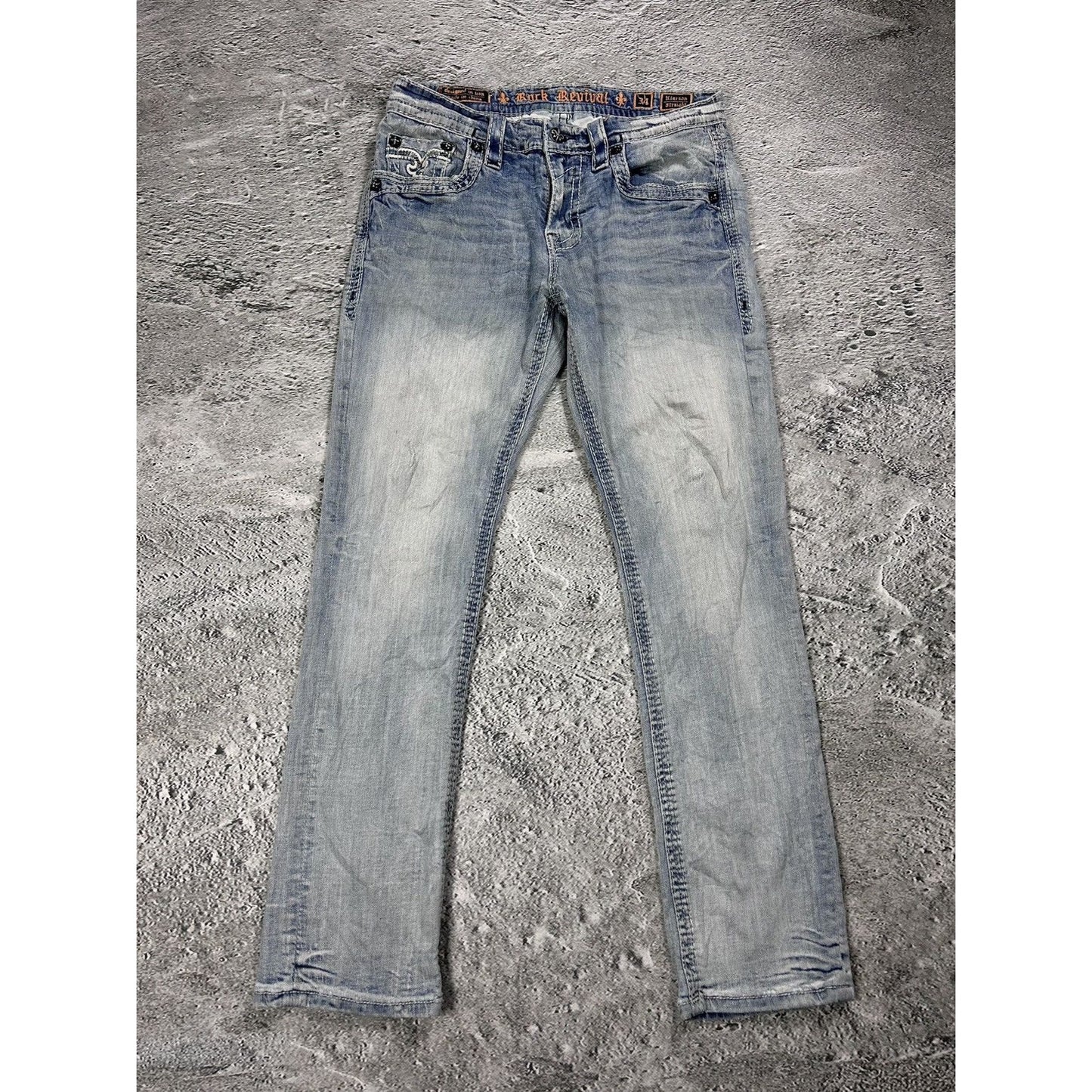 Rock Revival vintage baby blue jeans Y2K straight