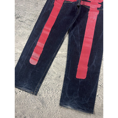 Evisu jeans daicock big logo red selvedge denim