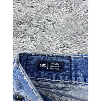 True Religion vintage jeans blue thick stitching Geno Y2K