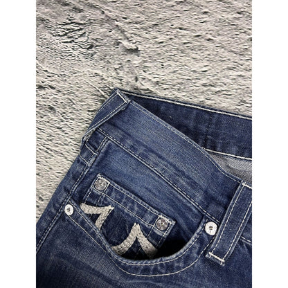 True Religion blue jeans white stitching straight