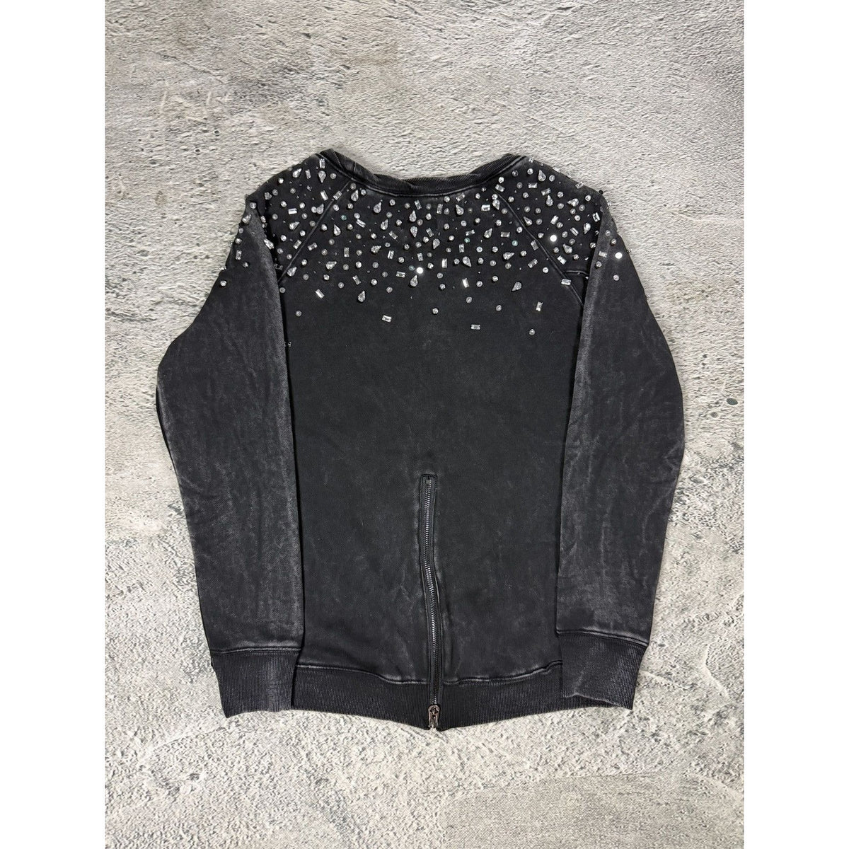 True Religion zip crewneck vintage zip rhinestones black
