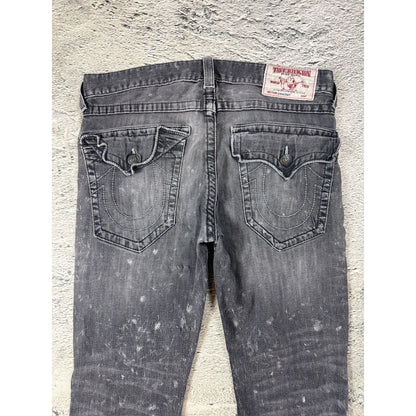 True Religion washed grey dark black jeans straight