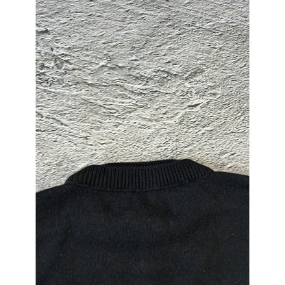 Moncler black sweater knit flared nylon hem shiny