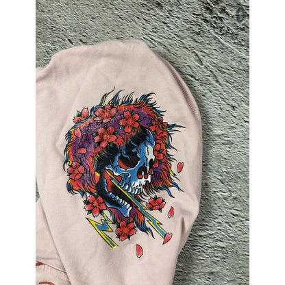 Ed Hardy zip hoodie black red vintage Y2K faux fur