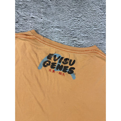 Evisu Genes T-shirt big logo seagull orange Y2K