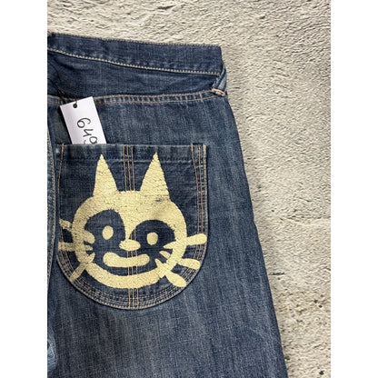Evisu Yamane jeans vintage design selvedge embroidery cat