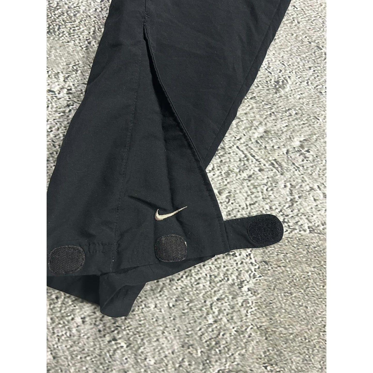 Nike vintage nylon black track pants small swoosh drill Y2K