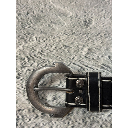 True Religion belt leather black Y2K thick stitching