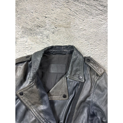 Allsaints Vintage Leather Jacket biker Avant Garde gray