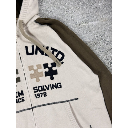 Ecko Unltd vintage zip hooded sweater beige brown big logo