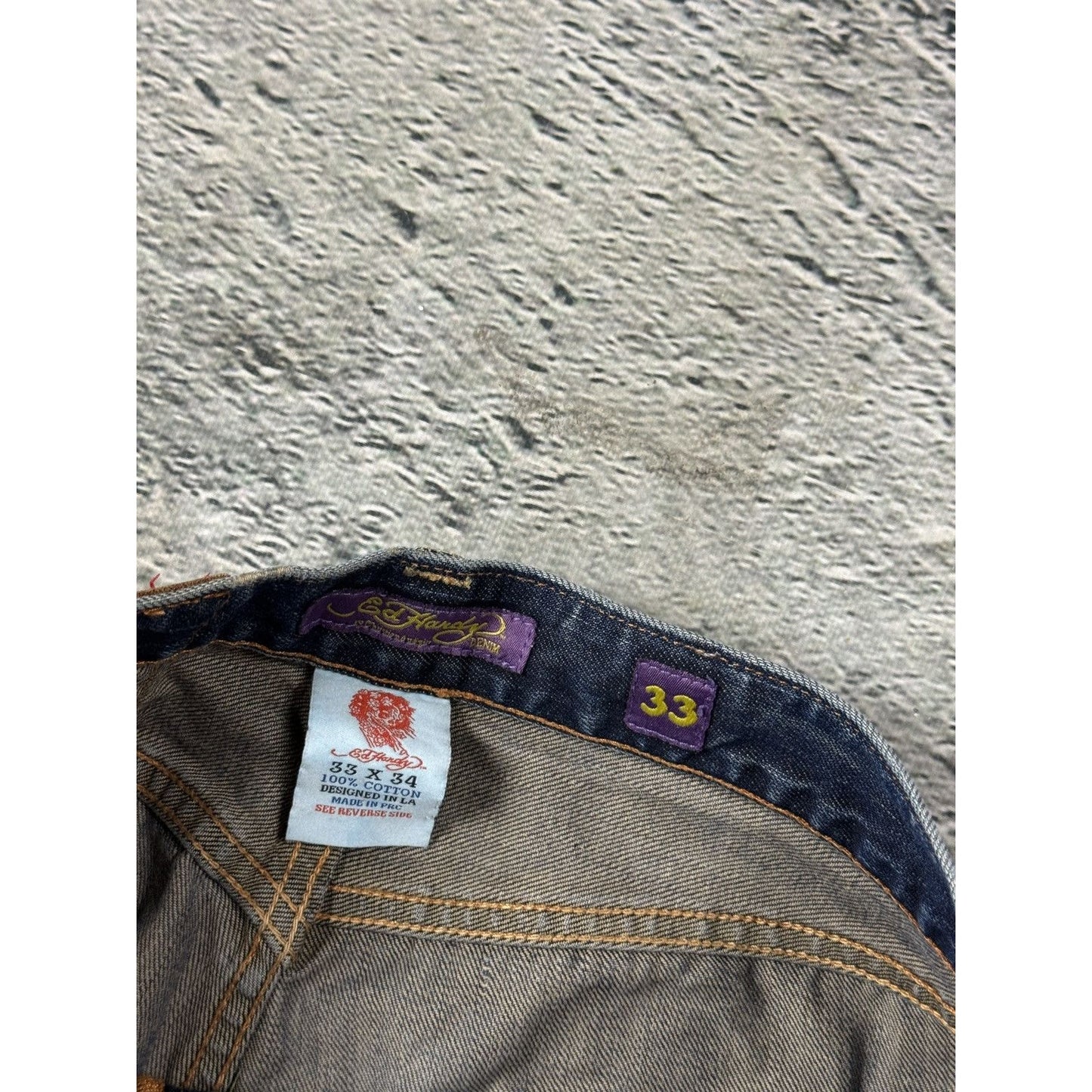Ed Hardy vintage jeans skull embroidered big logo pants