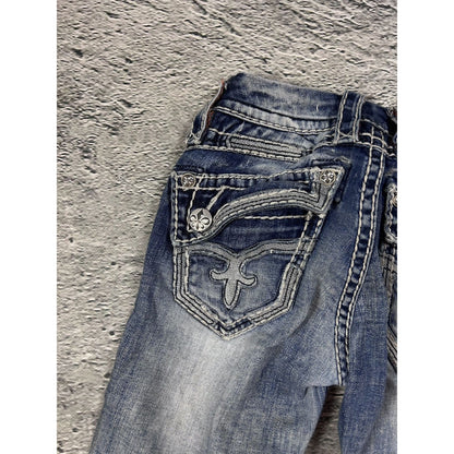 Rock Revival rhinestone glitter jeans Y2K flared denisa