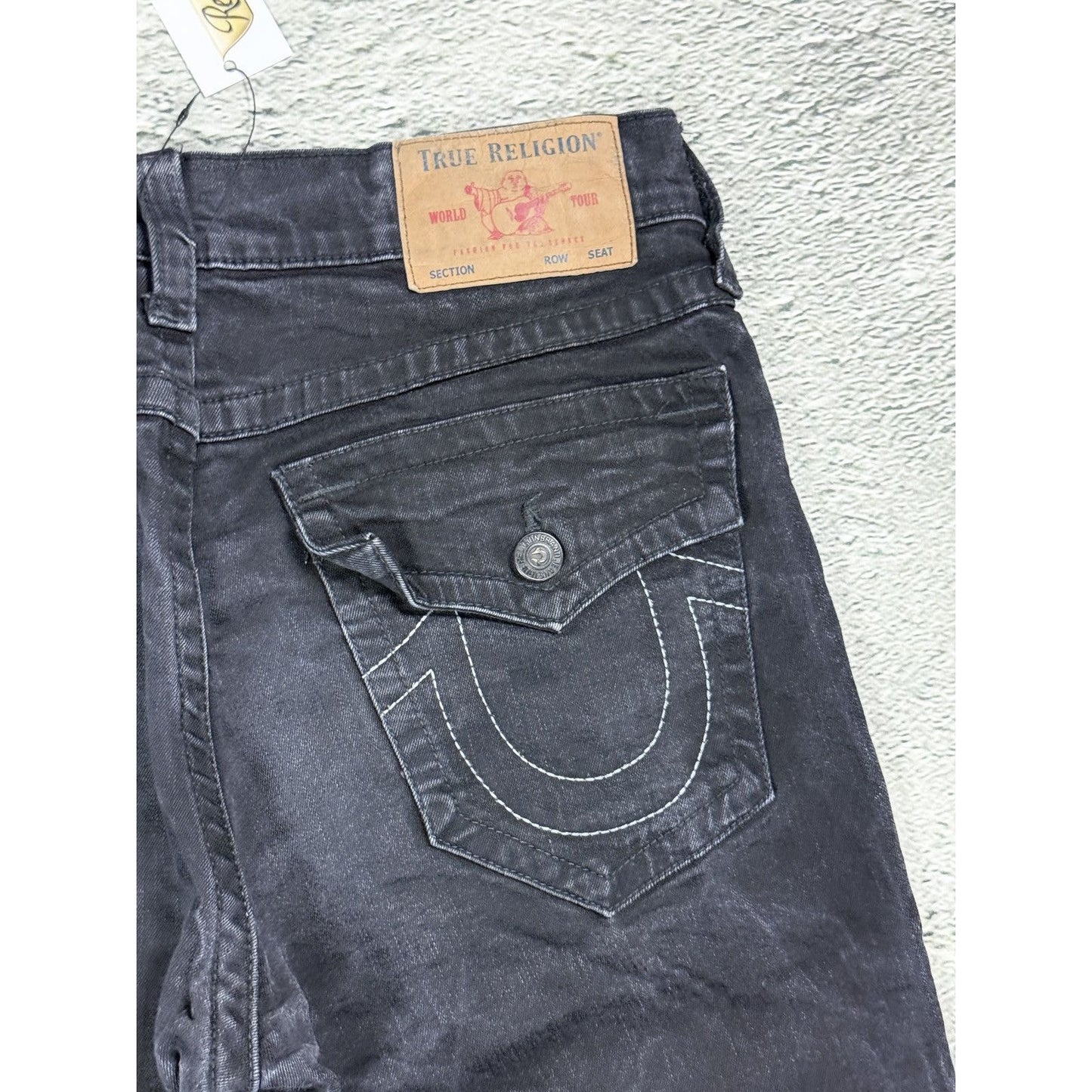 True Religion black jeans white horseshoe logo Y2K Rocco