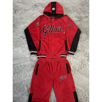 G Unit Track Suit red big logo vintage velour set 50 Cent