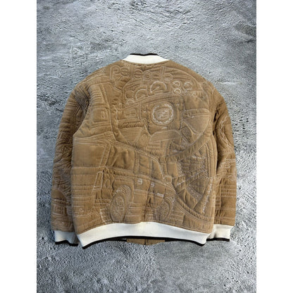 Pelle Pelle jacket big logo 90s brown bomber varsity quilted