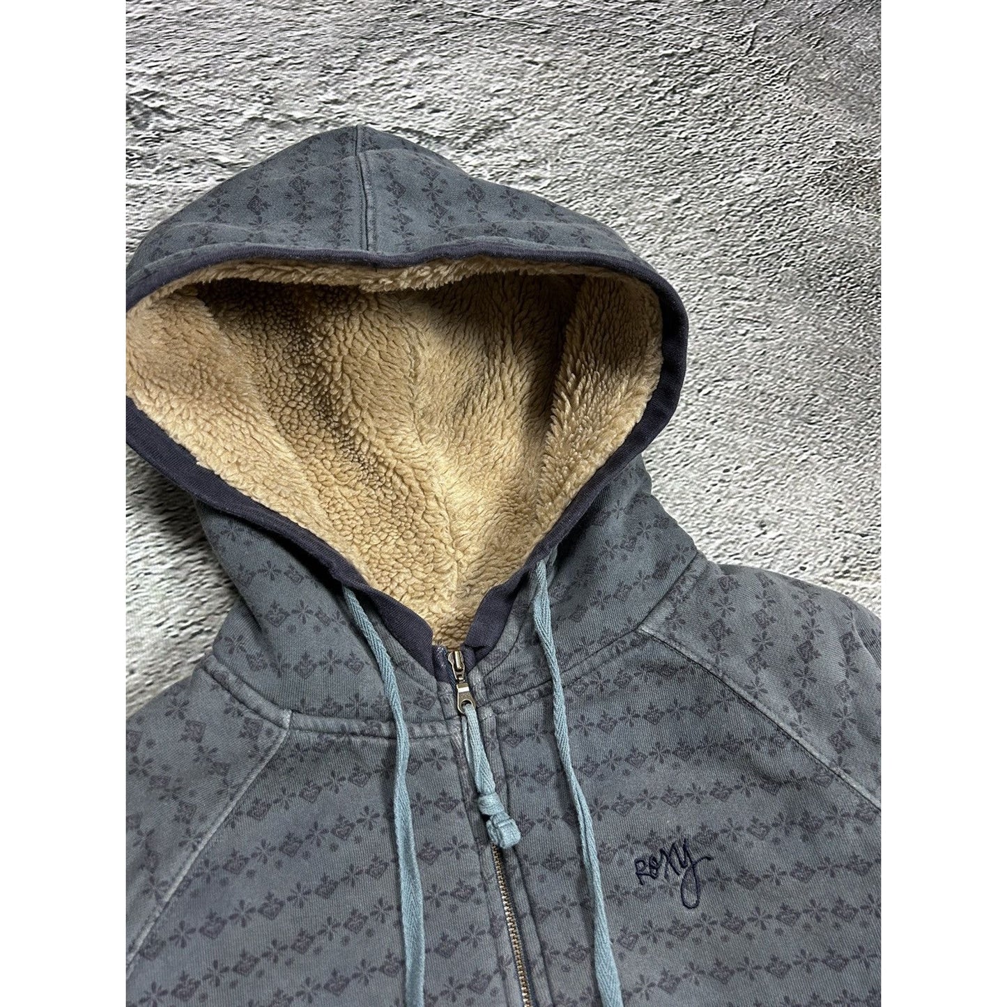 Roxy Y2K vintage zip hoodie grey fur Quiksilver