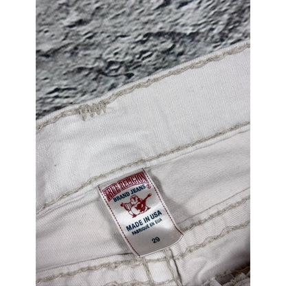 True Religion white jeans beige stitching Ricky Super T