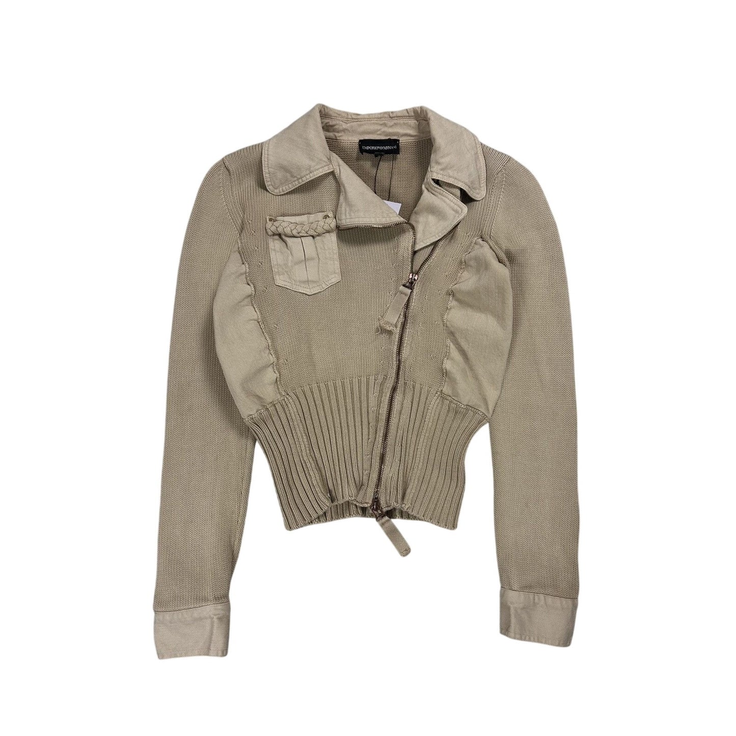 Emporio Armani sweater avant garde beige Y2K knit zip swag