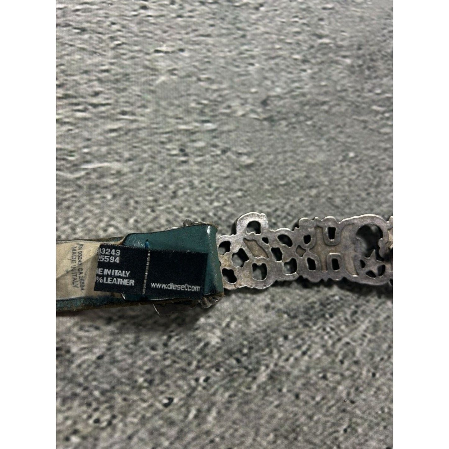 Diesel leather belt big buckle Y2K blue silver