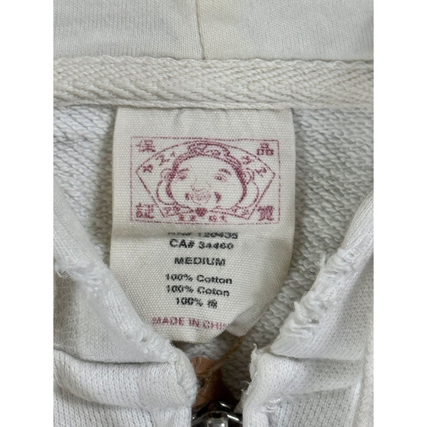 Evisu zip hoodie white vintage big logo seagull Y2K