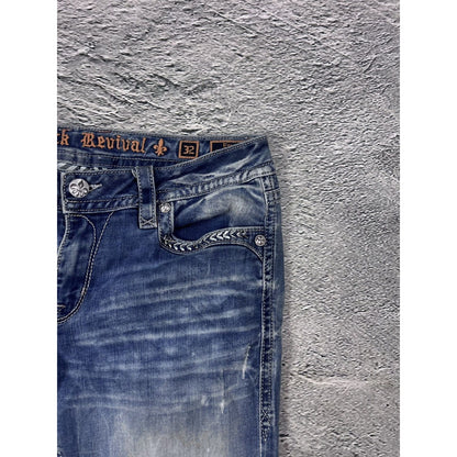 Rock Revival rhinestone glitter jeans Y2K flared Etty