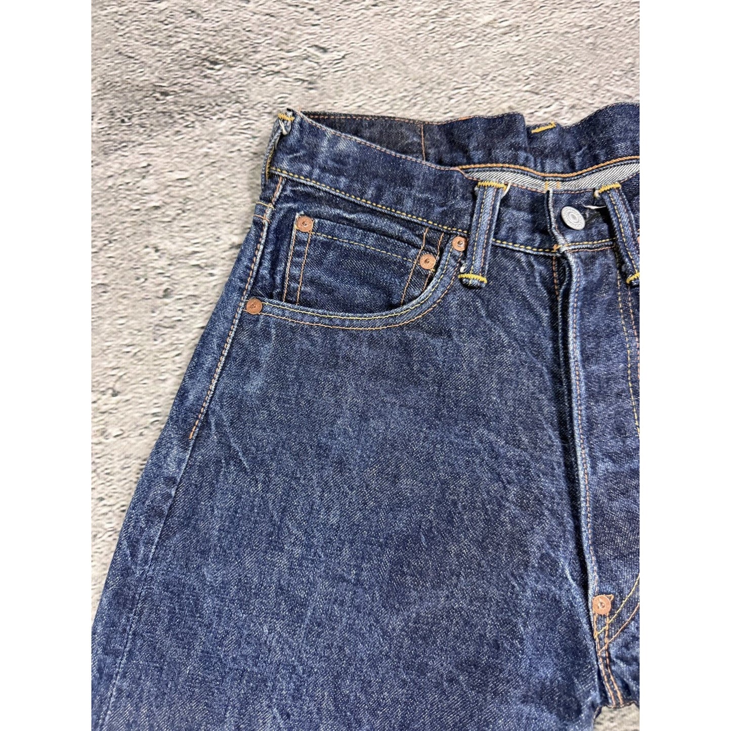 Evisu jeans daicock big logo yellow selvedge denim Japan