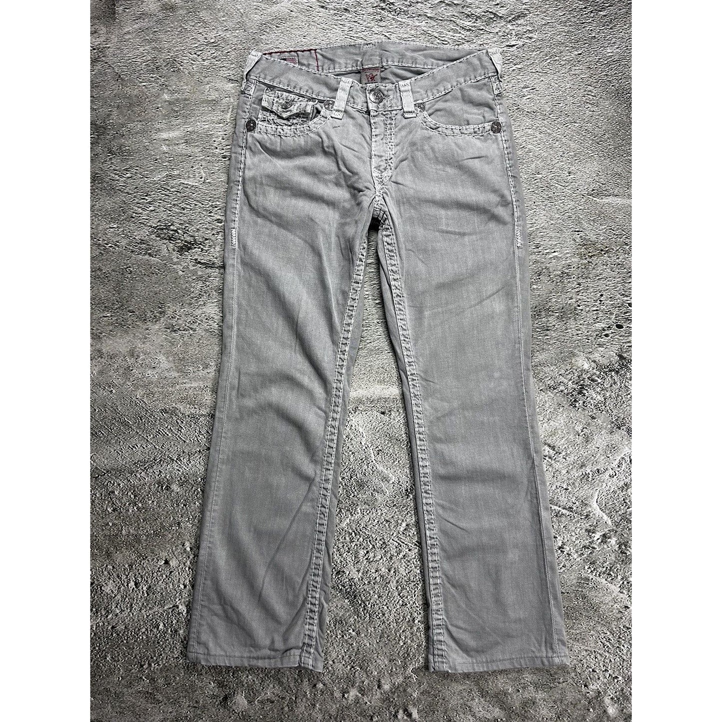 True Religion vintage grey jeans Ricky contrast stitching