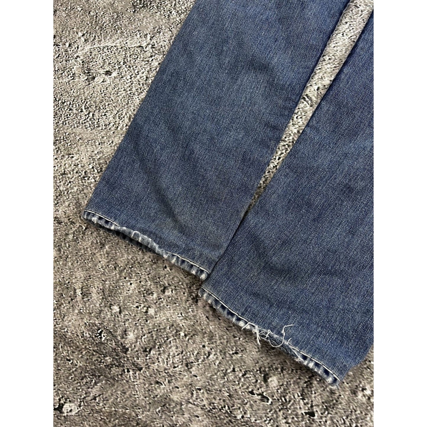 True Religion blue jeans thick white stitching Y2K