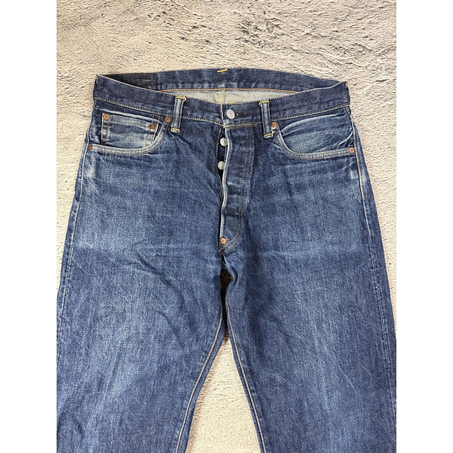 Evisu jeans daicock big logo yellow selvedge denim