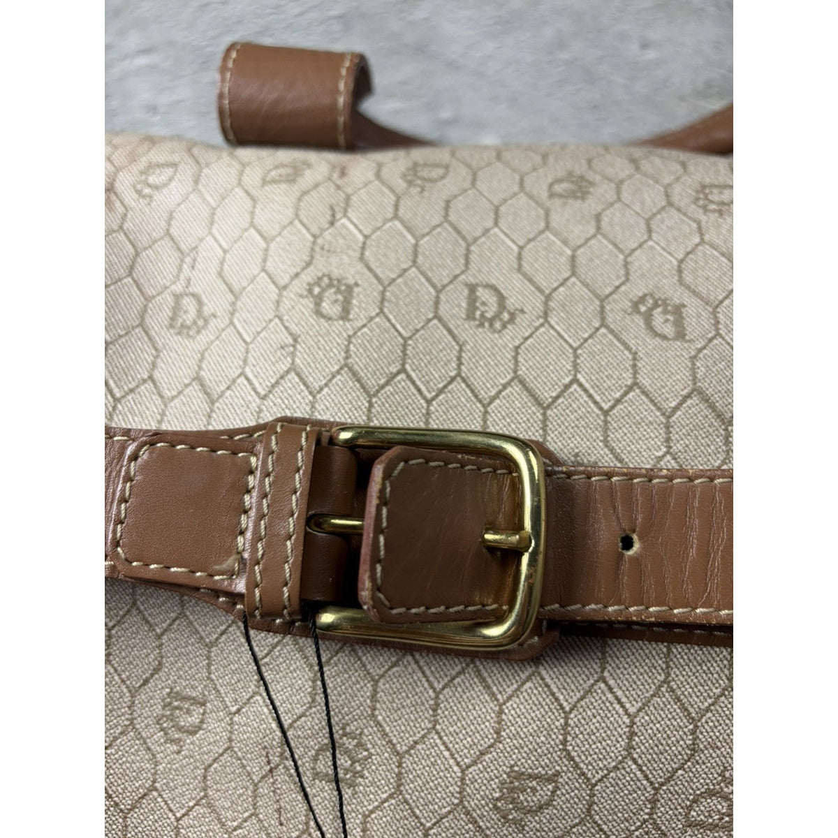 Christian Dior Duffle Bag 80s beige brown honeycomb