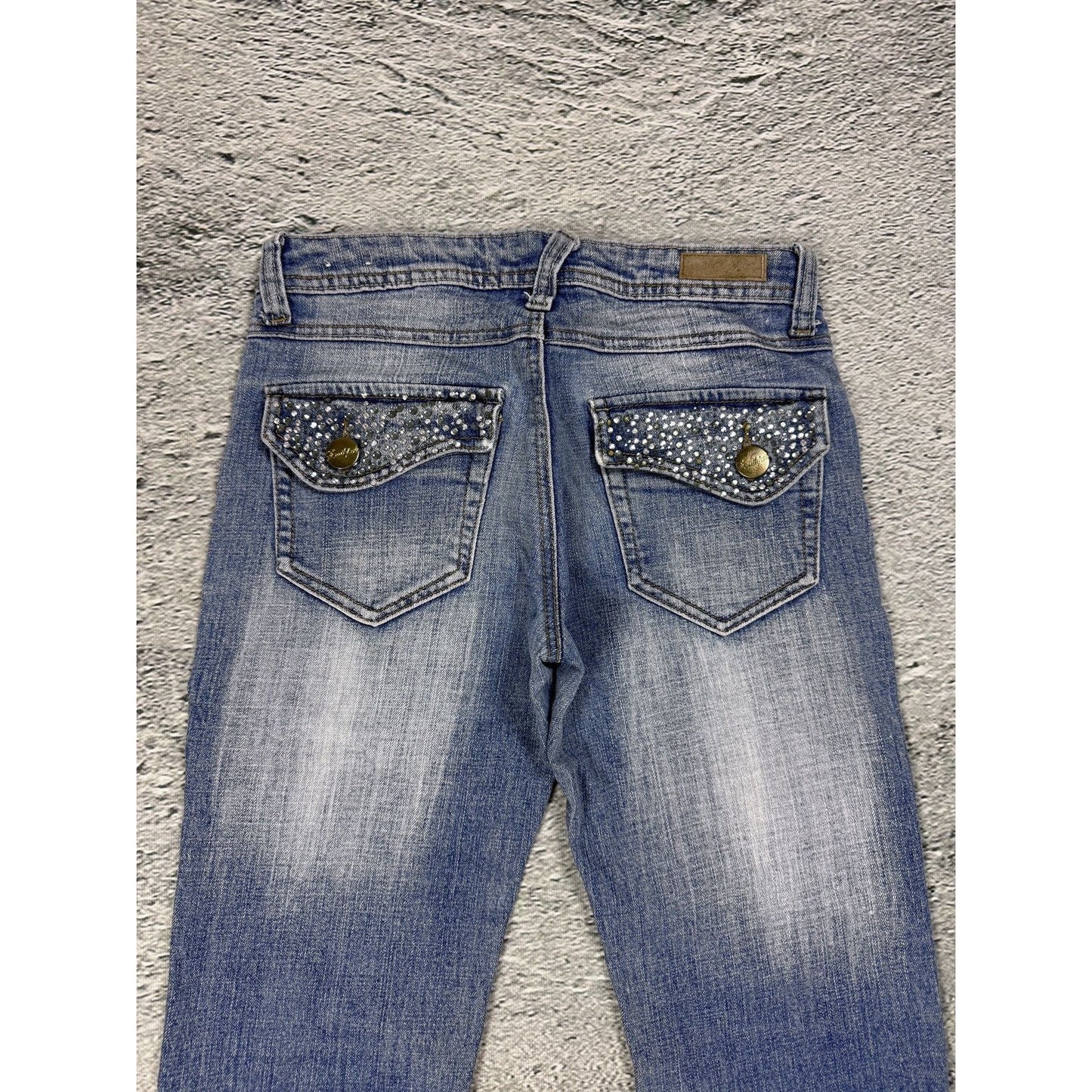 Southpole flared jeans denim pants Y2K rhinestones