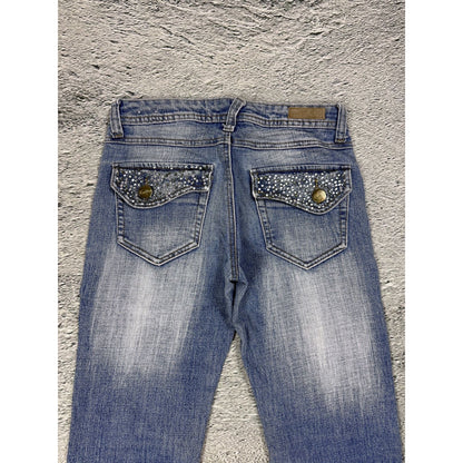 Southpole flared jeans denim pants Y2K rhinestones