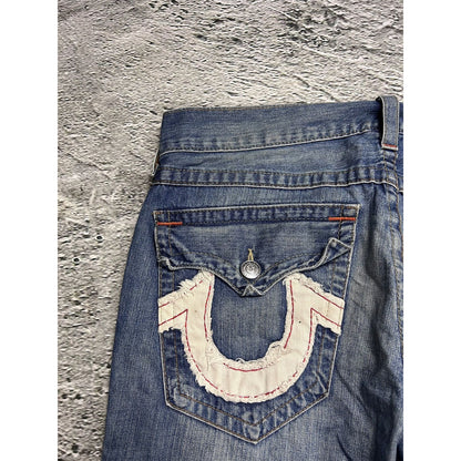 True Religion vintage blue jeans white big logo bootcut